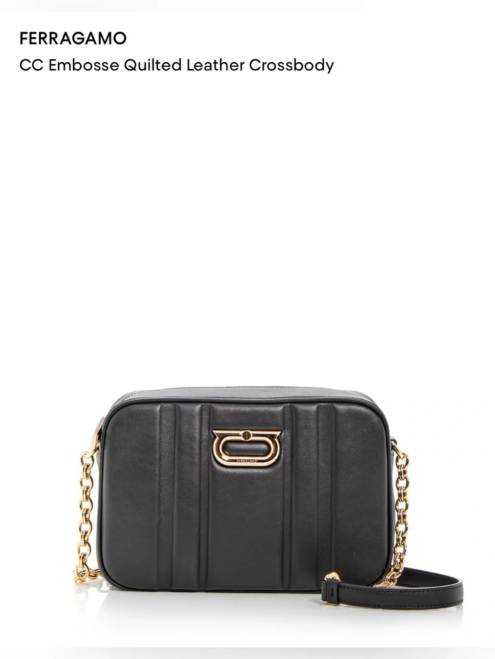 NWT FERRAGAMO CC Embosse Quilted Leather Crossbody